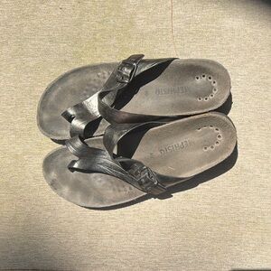 Mephisto Helen Metallic Silver Sandals Comfortable